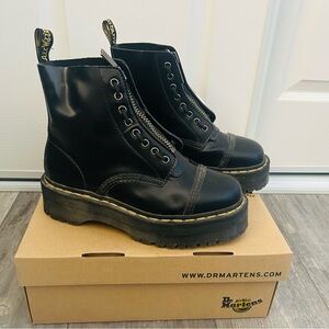 Dr. Martens Sinclair Black Polished Smooth Platform Boots 8
